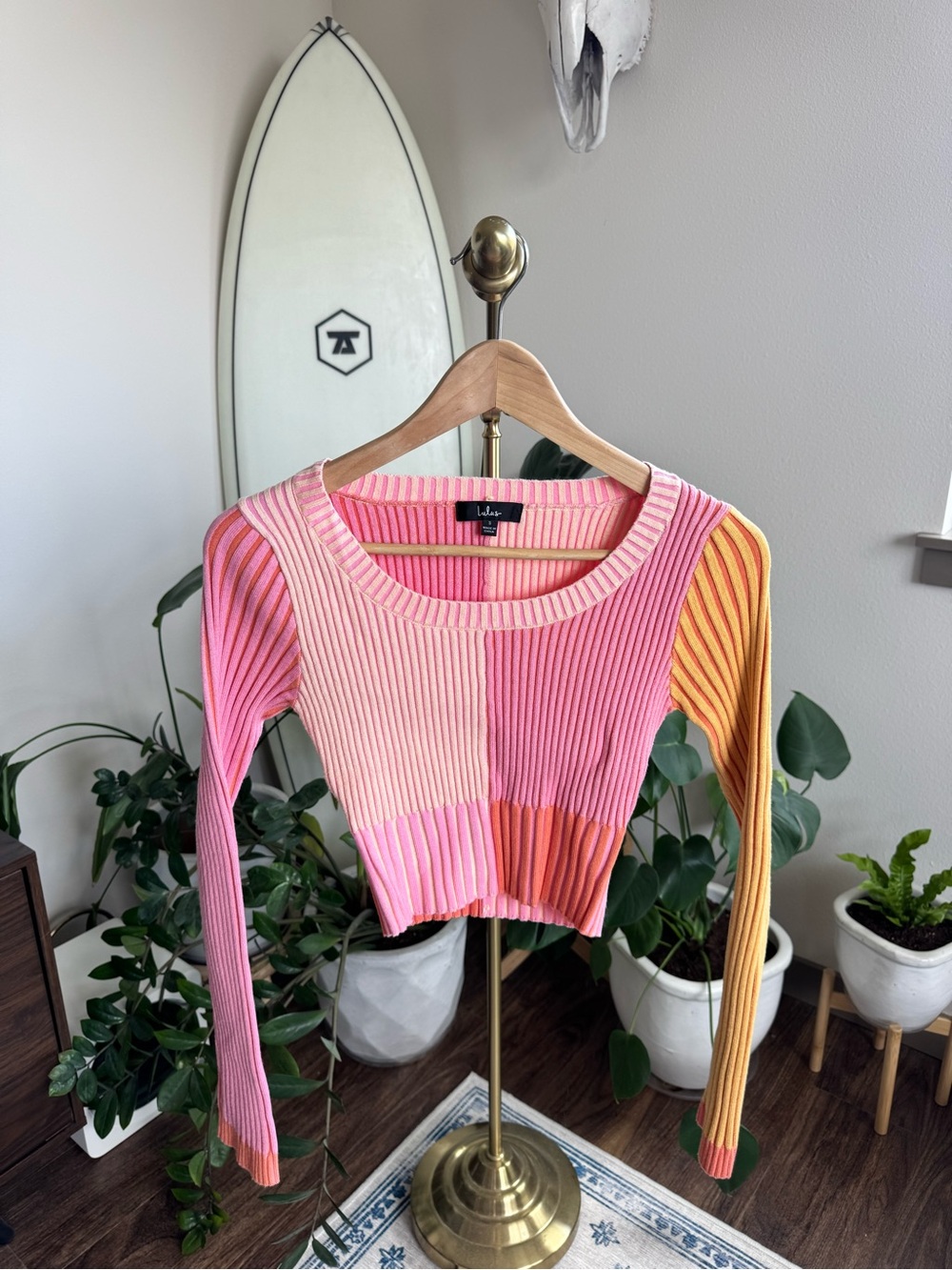 NWOT lulus color block cropped top